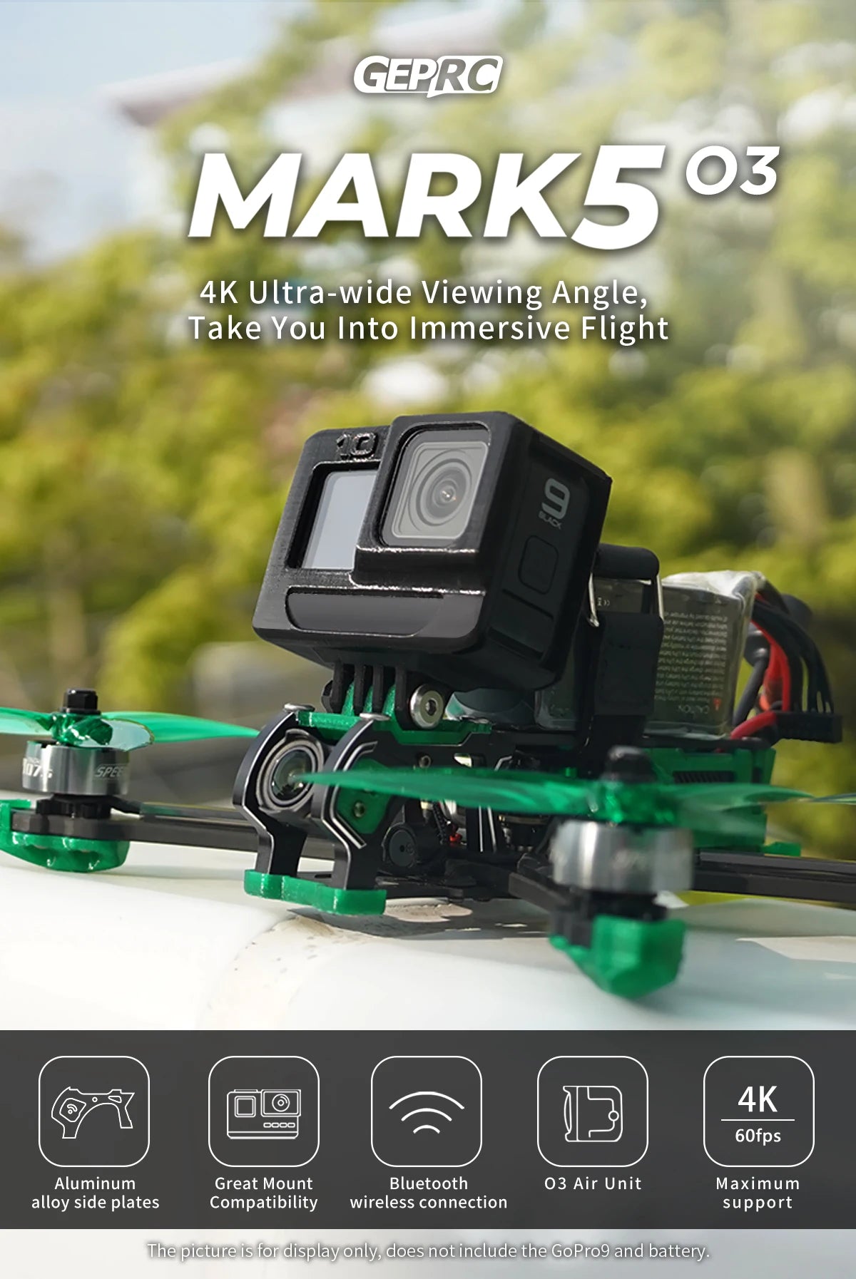 GEPRC New MARK5 HD O3 Freestyle FPV Drone, GEPRC MARK503 4K Ultra-wide Viewing Angle; Take You 