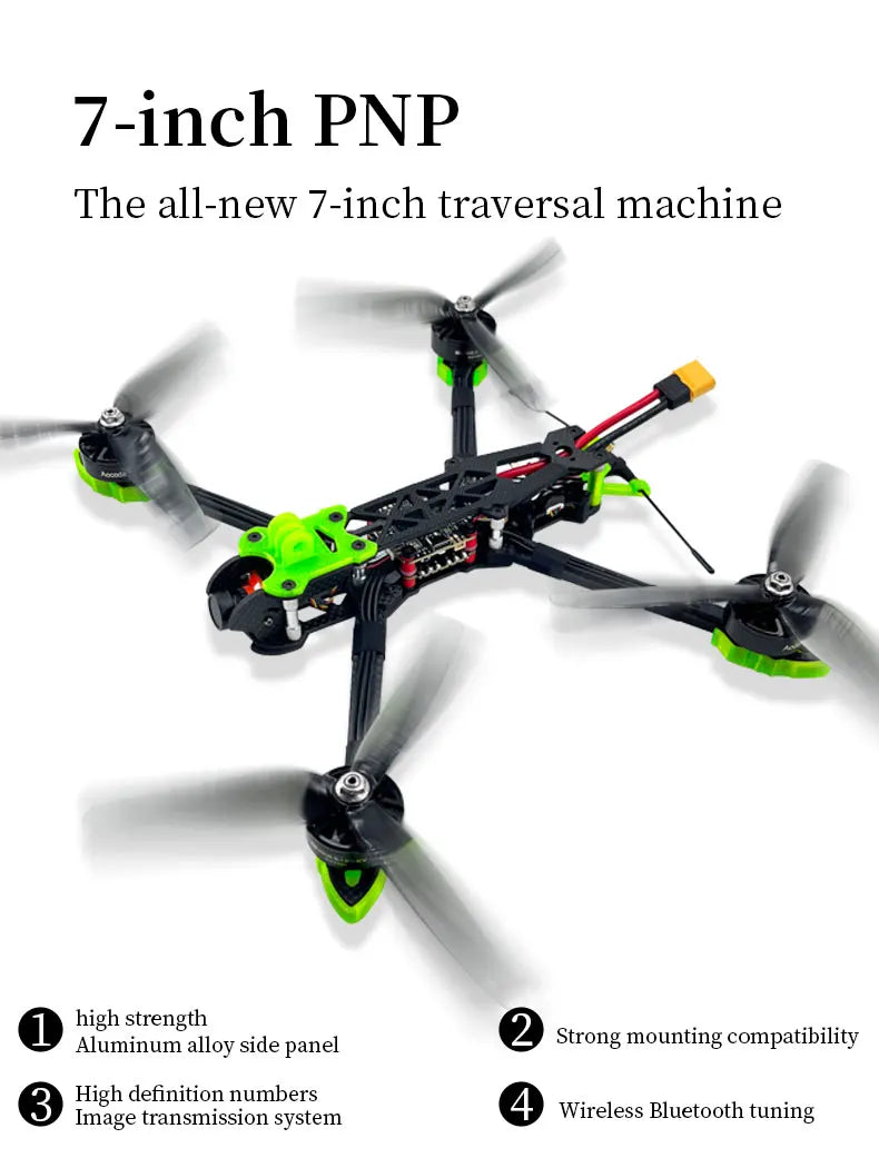 Aocoda-RC AO7 7 inch FPV, The Aocoda-RC AO7 has a high-strength aluminum side panel, strong mounting, and high-definition image transmission, plus wireless Bluetooth tuning.