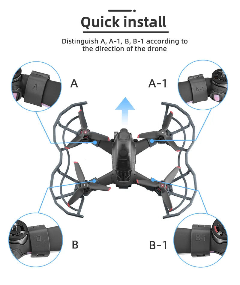 DJI FPV Propeller, Quick install Distinguish A, A-1, B,B-1 according to the direction