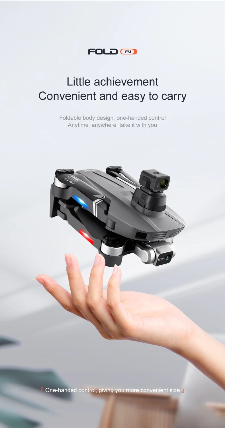 F4S Drone - 6K HD ESC Camera GPS WIFI FPV Brushless Obstacle Avoidance Four Axis Foldable Remote Control Helicopter Toy Boy Professional Camera Drone 15 F4S Drone, FOLD F4 Little achievement Convenient and easy to carry Foldable body design; one