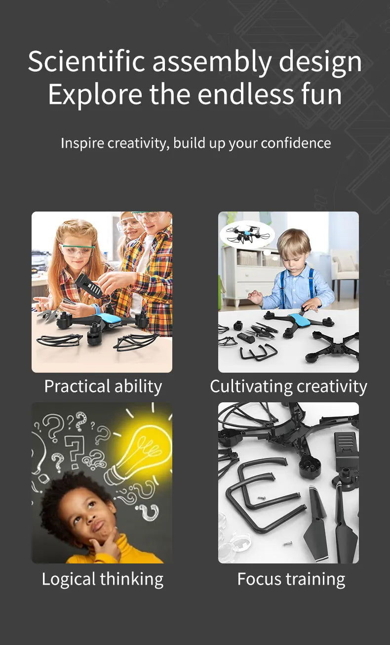 JJRC H108 DIY Assembly RC Drone - 360 Degree Flip Kids Photography Remote Control Aircraft with 4K Dual Camera Quadcopter Toy 19 JJRC H108 DIY Assembly RC Drone, scientific assembly design explore the endless fun inspire creativity, build up your confidence