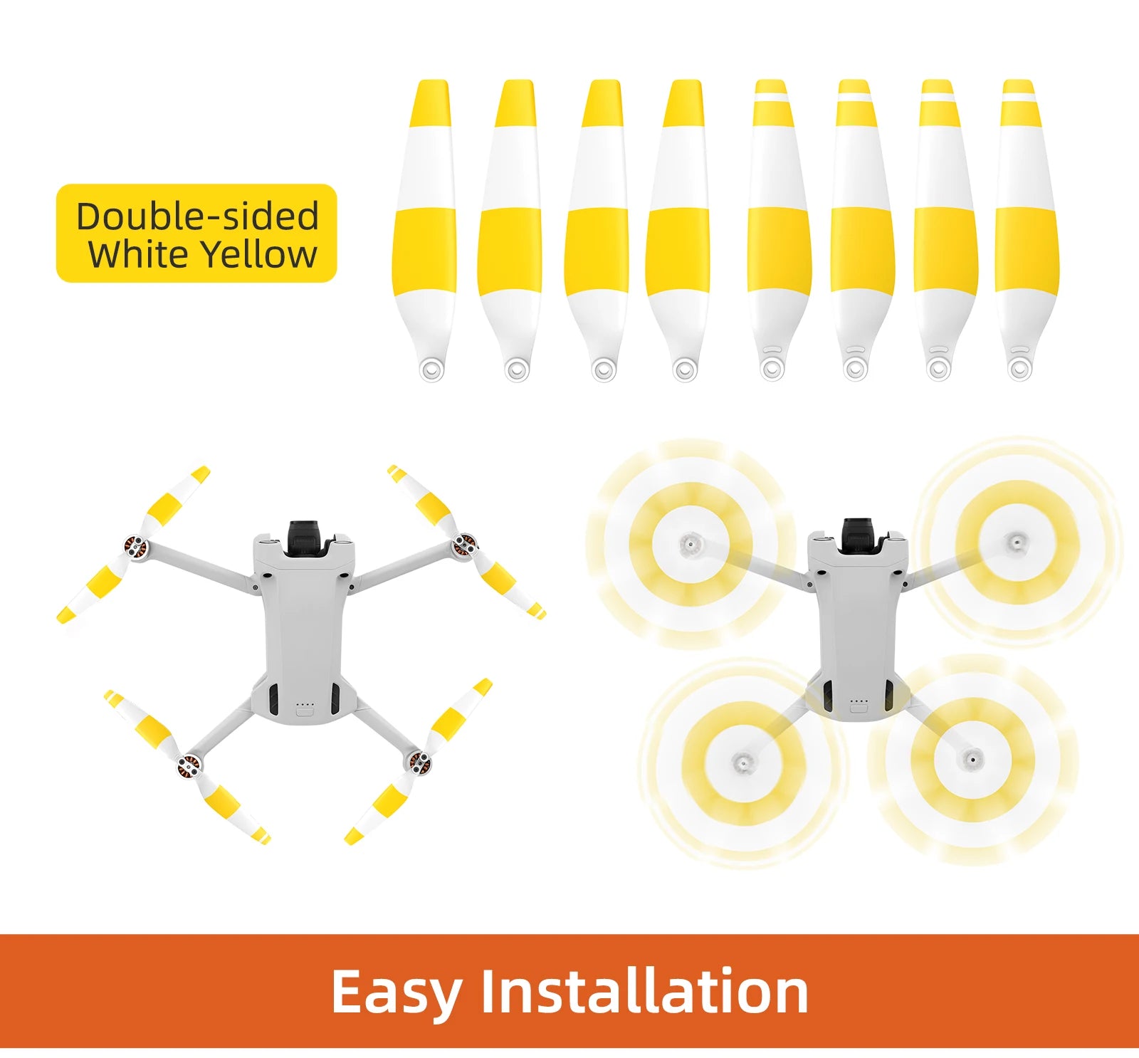 DJI Mini 3 Propellers Compatible with DJI Mini 3 pro Drone Replacement Low-Noise and Quick-Release Blades Props Accessories 22 DJI Mini 3 Propeller, Double-sided White Yellow Easy