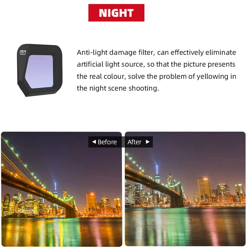 Lens Filter for DJI Mavic 3 Classic Neutral Density Polar UV CPL ND Camera Filter Sets Drone Accessories 22 Lens Filter, NIGHT Anti-light damage filter, can effectively eliminate artificial light source, so that the picture