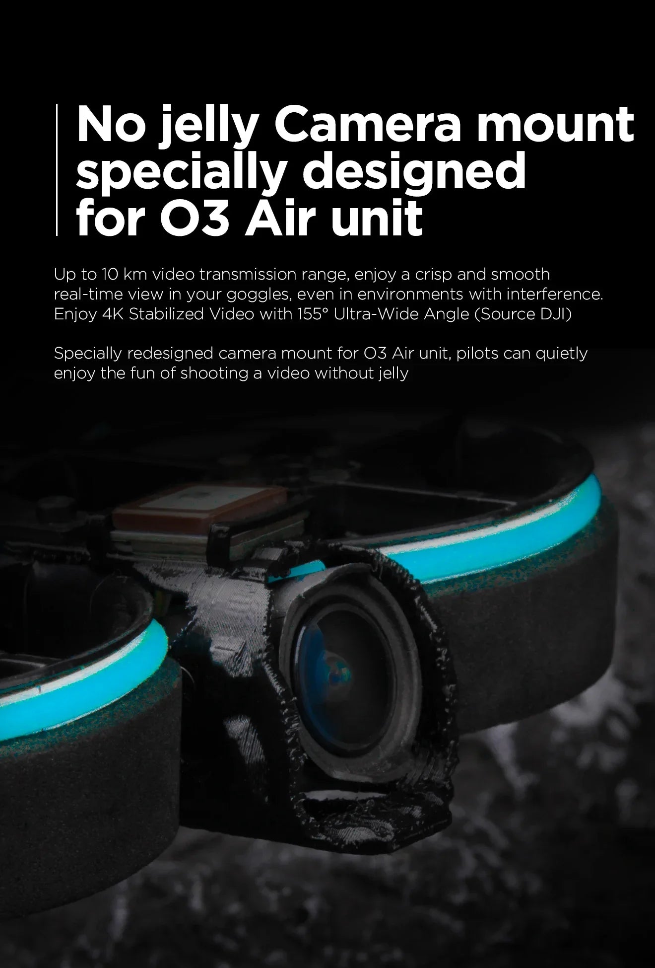 FLYWOO CineRace20 V2 HD DJI O3 2inch w/ SanDisk 128GB Sub250 4K/1080P cinewhoop 14 camera mount specially designed for 03 Air unit, pilots can quietly enjoy the fun of shooting