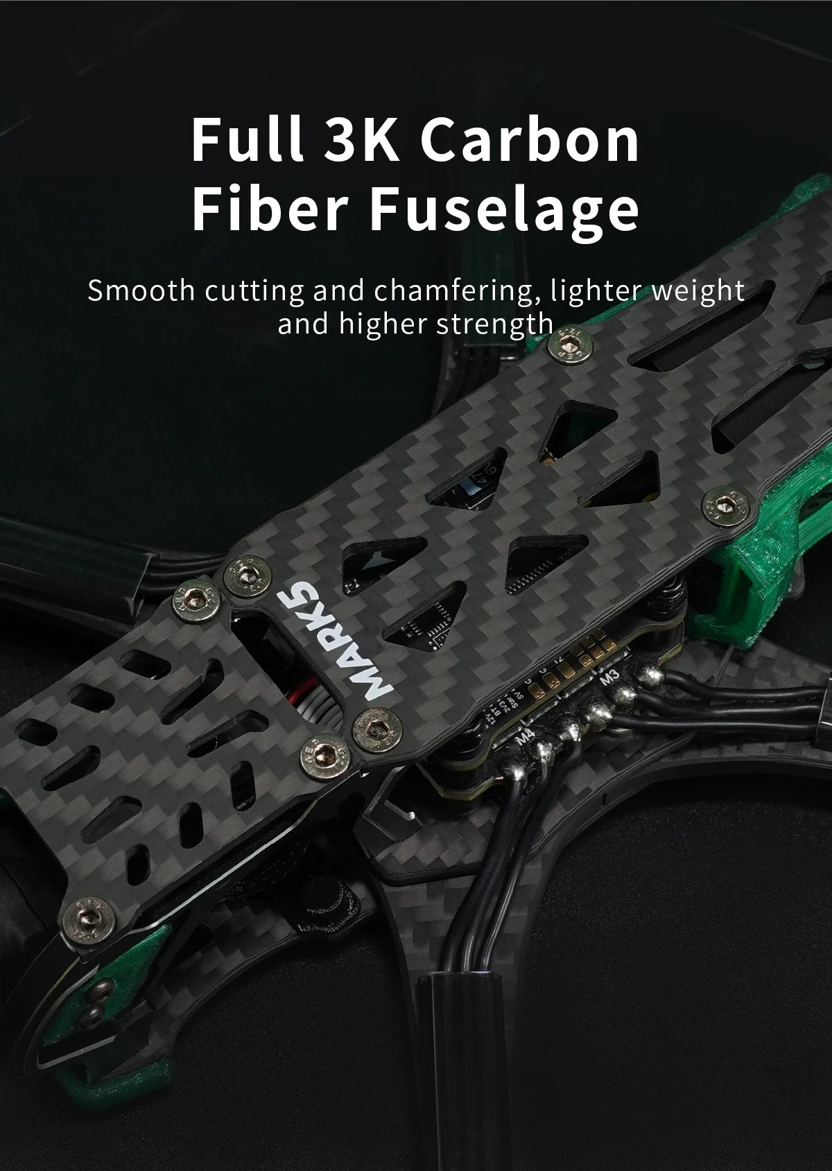 GEPRC New MARK5 HD O3 Freestyle FPV Drone - VTX O3 Air Unit Green System 6S RC FPV Built Bluetooth Quadcopter Freestyle Drone 12 GEPRC New MARK5 HD O3 Freestyle FPV Drone, Full 3K Carbon Fiber Fuselage Smooth cutting and chamfering, lighter weight and