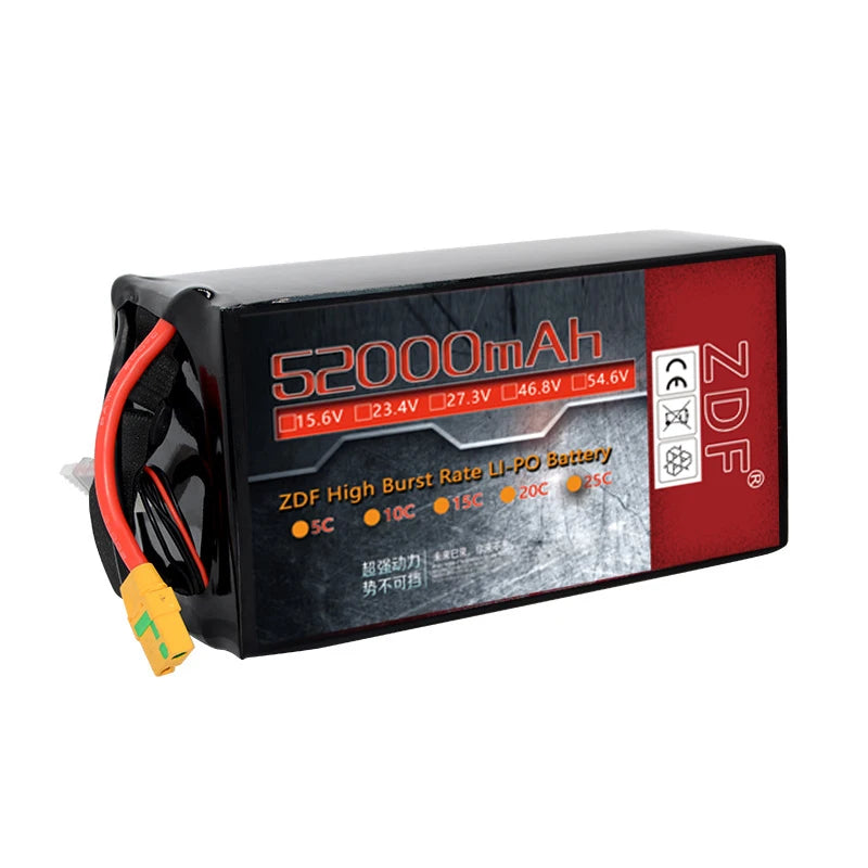 ZDF High Capacity 6S 12S 14S 3.95V Max 4.45V LiHv solid state high density 54ah52ah44ah38ah35ah32ah Battery for Long Endurance Drone Agriculture Drone Battery 8 light weight, high energy density > 280wh/kg, battery life increased by about