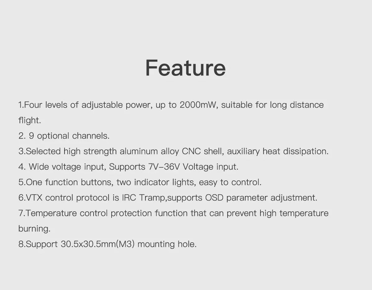 GEPRC MATEN 1.2G 2W VTX, four levels of adjustable power, up to 2O0OmW, suitable for long distance