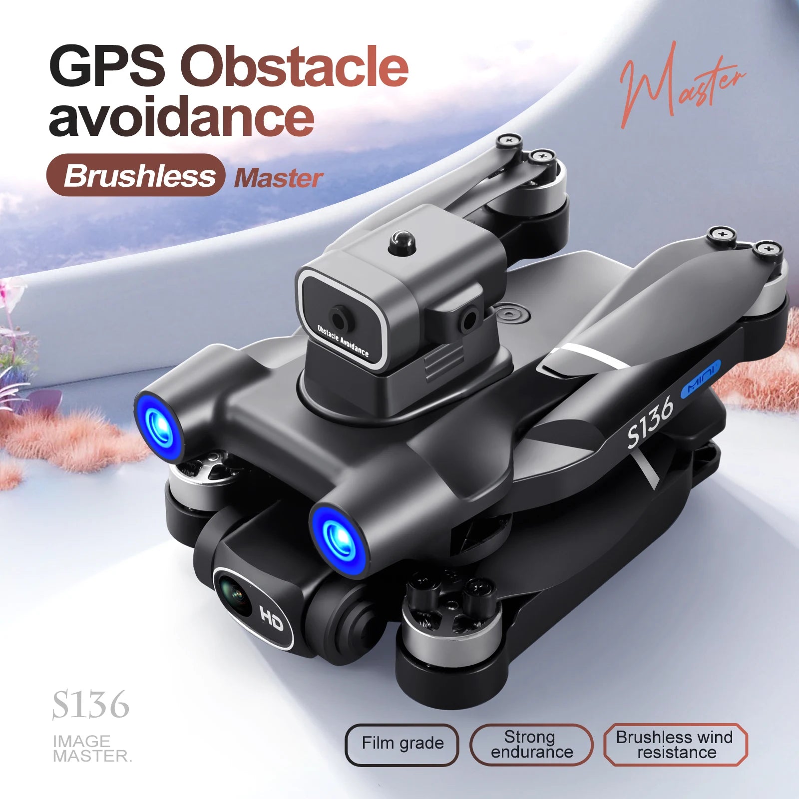 S136 GPS Drone, GPS Obstacle Mae avoidance Brushless Master S136 IMAGE Film grade end