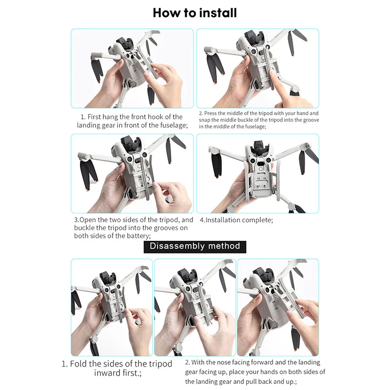 For DJI Mini 4 Pro Propeller Guard - Blade Protective Cover Anti-collision Ring Landing Gear Foldable Extended Legs 37 For DJI Mini 4 Pro Propeller Guard, snap tne middle buckle = the tripod into the groove landing in front of the fuse