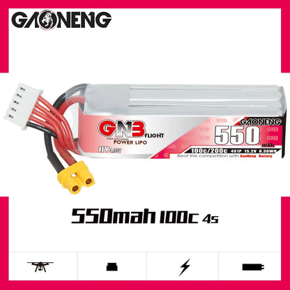 GNB 4S HV 15.2v 550mAh 100c/200c 無人機鋰電池 XT30