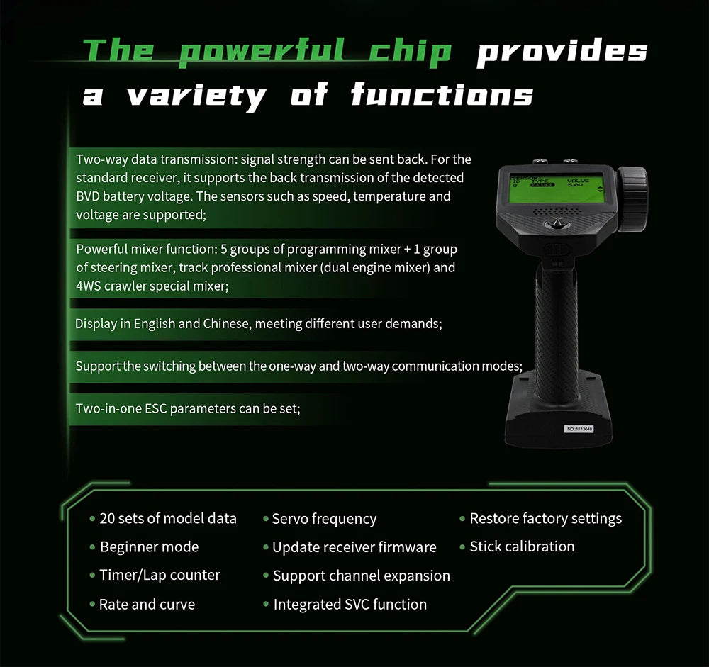 the standard receiver, it supports the back transmission of the detected Don BVD battery voltage