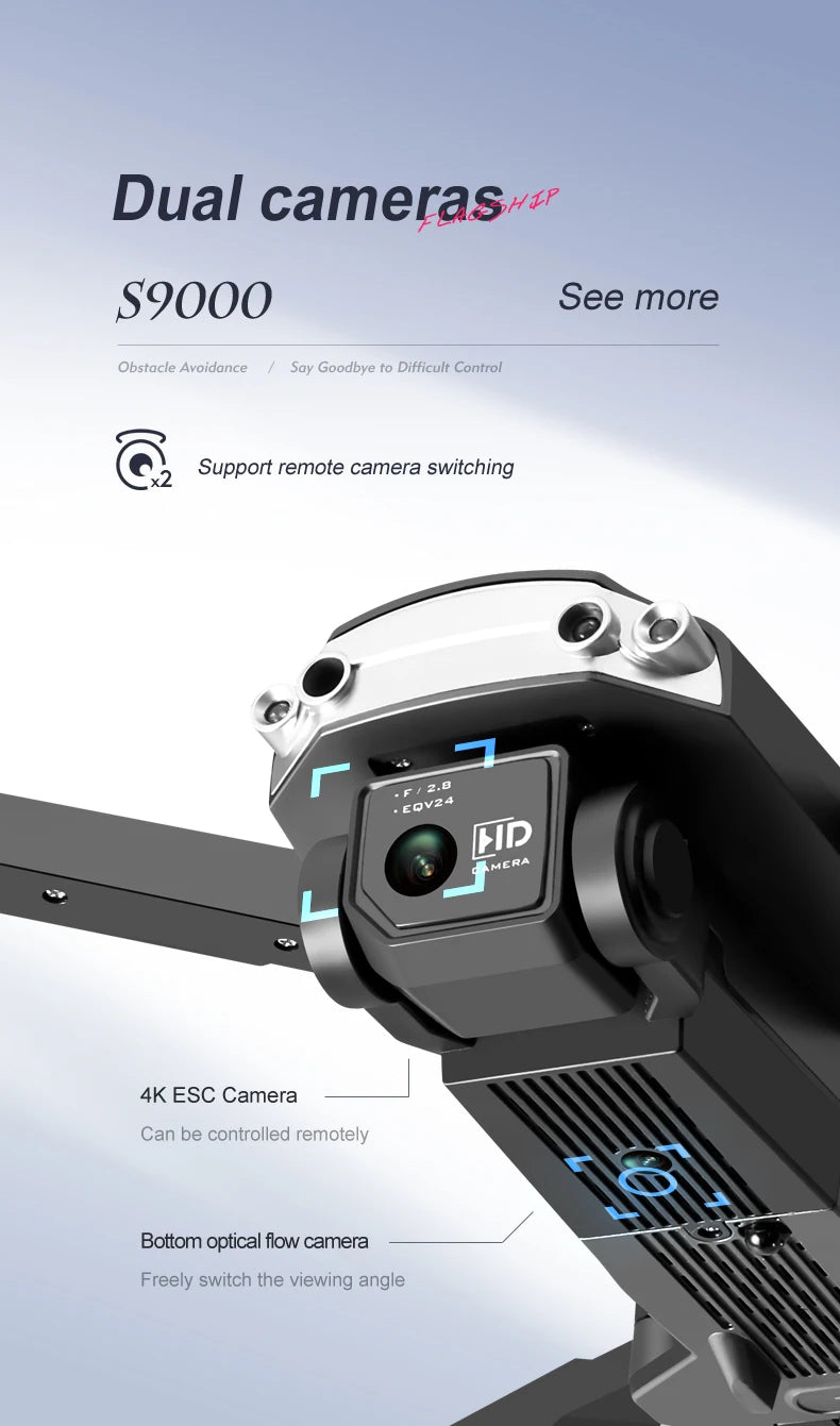 S9000 Drone - Aerial Photography 4K HD Obstacle Avoidance Dron with Camera Optical Flow Positioning Folding Guadcopter Mini Drones 20 S9000 Drone, mcra 4k esc camera can be controlled remotely 8 bottom