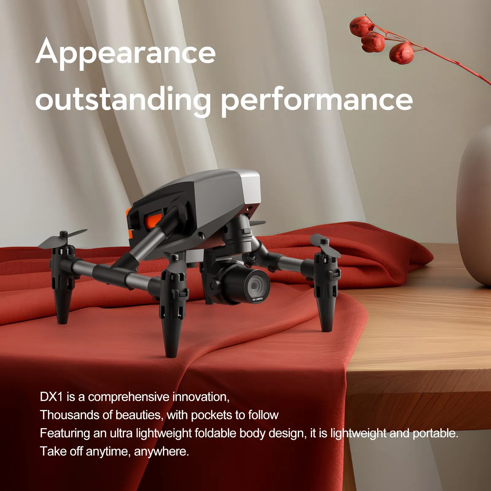XD1 Mini Drone, Featuring an ultra lightweight foldable body design, it is lightweight and portable.