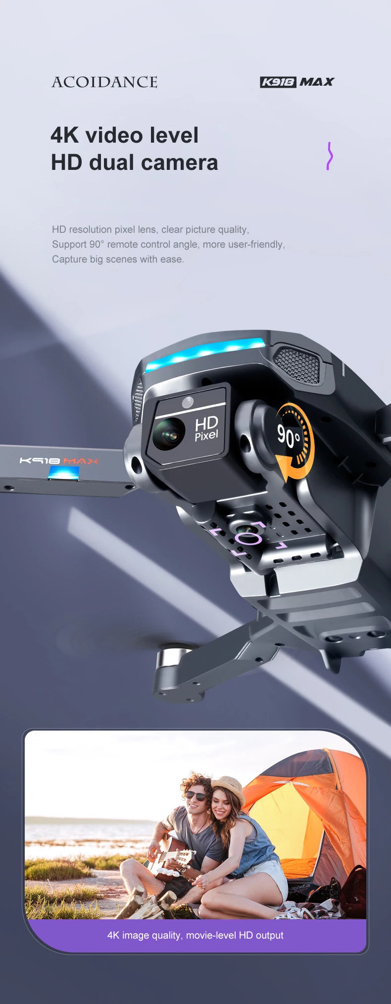 XYRC K918 MAX GPS Drone, ACOIDANCE K91O MAX 4K video level HD dual camera HD resolution 