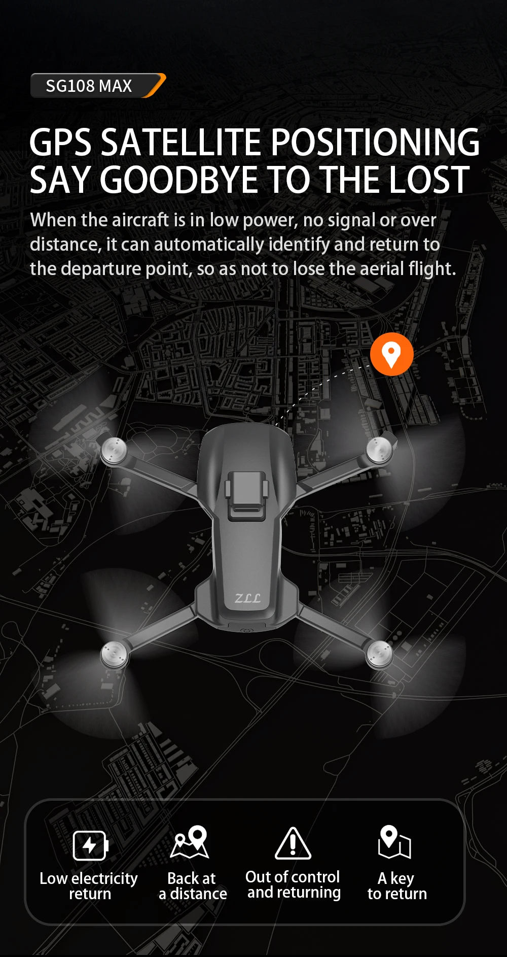 SG108 / SG108 Max Drone, SG108 MAX GPS SATELLITE POSITIONING SAY GOODB