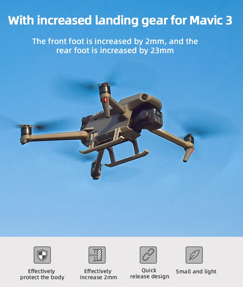Landing Gear for DJI Mavic 3/3 Classic Drone, With increased landing gear for Mavic 3 The front foot is increased by 2mm, and the