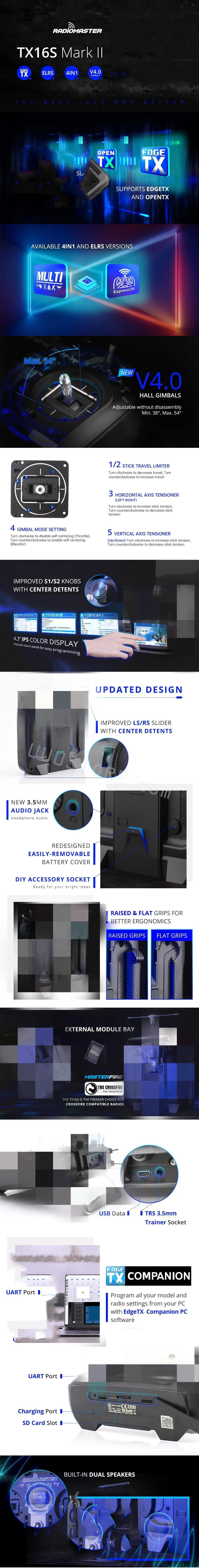 RadiOMASTER TX16S Mark II ELRS 4in1 OPEN edge