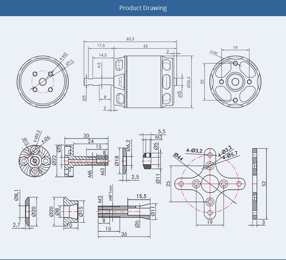 T-MOTOR AT2820 Long Shaft Material : metal Four-wheel Drive At