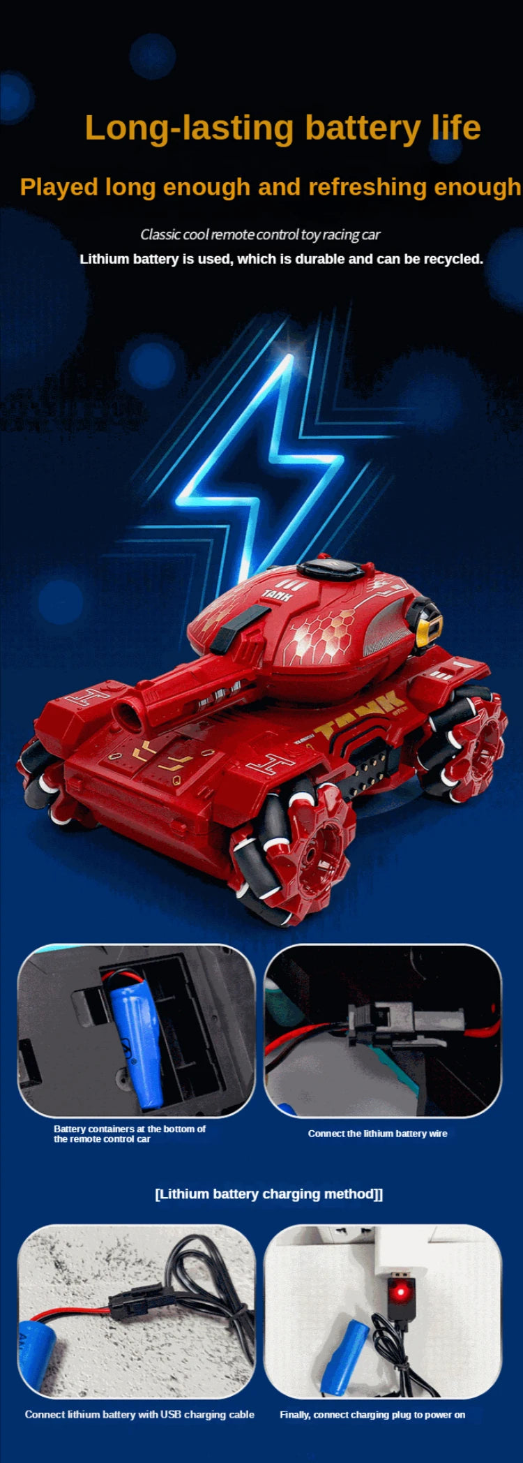 RC Car, long-lasting battery life Classic coolremotecontroltoyracing car Lithium