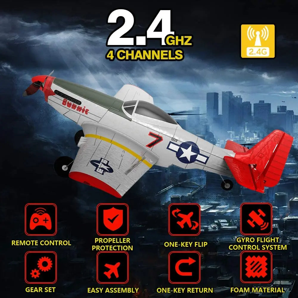 Volantex RC 761-5 RTF Airplane - 4CH RC Trainer Airplane Mustang P51 RTF with Xpilot Stabilization System Remote Control Plane Toys for Boys Beginner 9 Volantex RC 761-5 RTF Airplane, 2_4anxz 4CHANNELS 2.4G REMOTE CONTROL