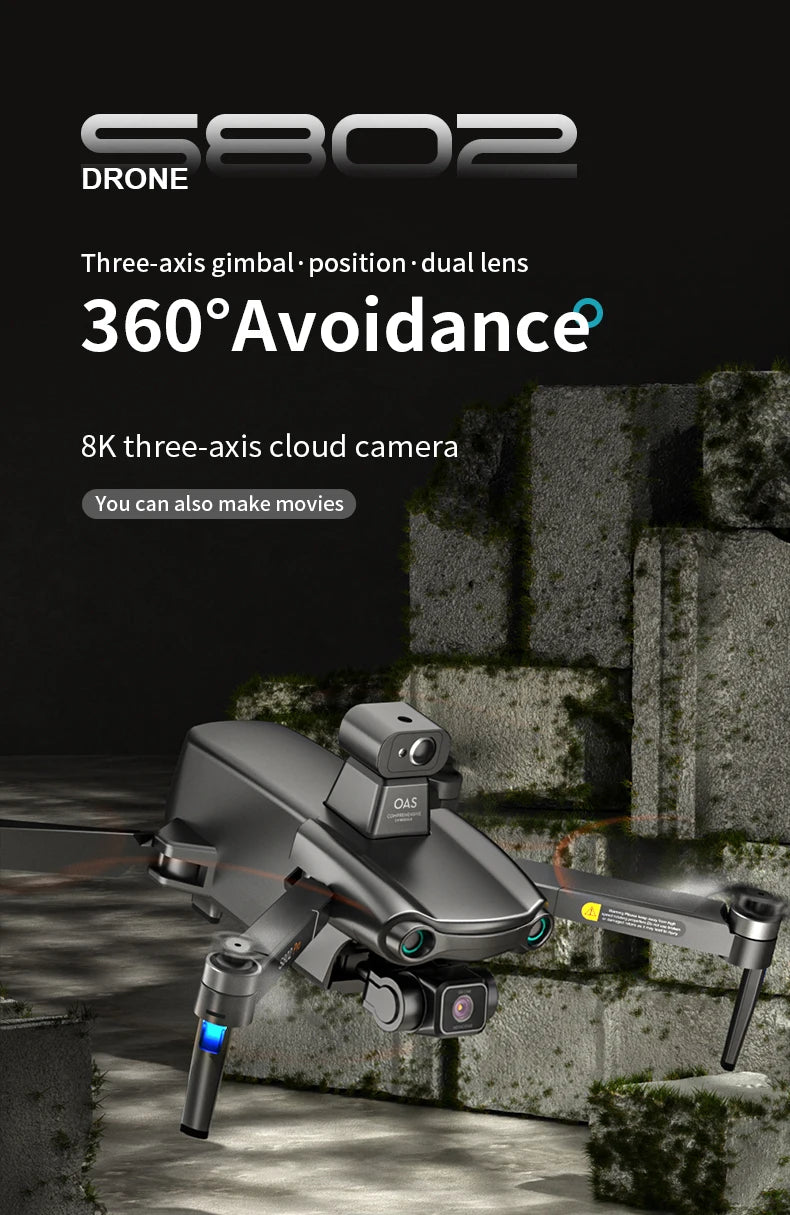 2024 New S802 GPS Drone, DRONE ROS3C3= Three-axis 