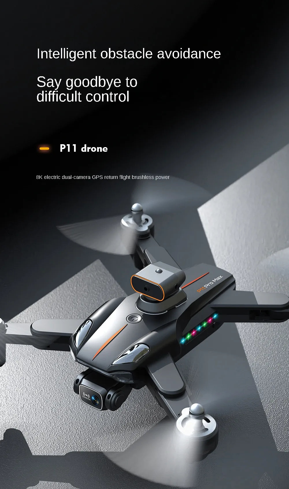 P11 Drone - GPS rc distance 2km 8K HD dual camera with 5G WIFI wide angle FPV real-time transmission professional drone 20 P11 Drone, p11 drone 8k electric dual-camera gp
