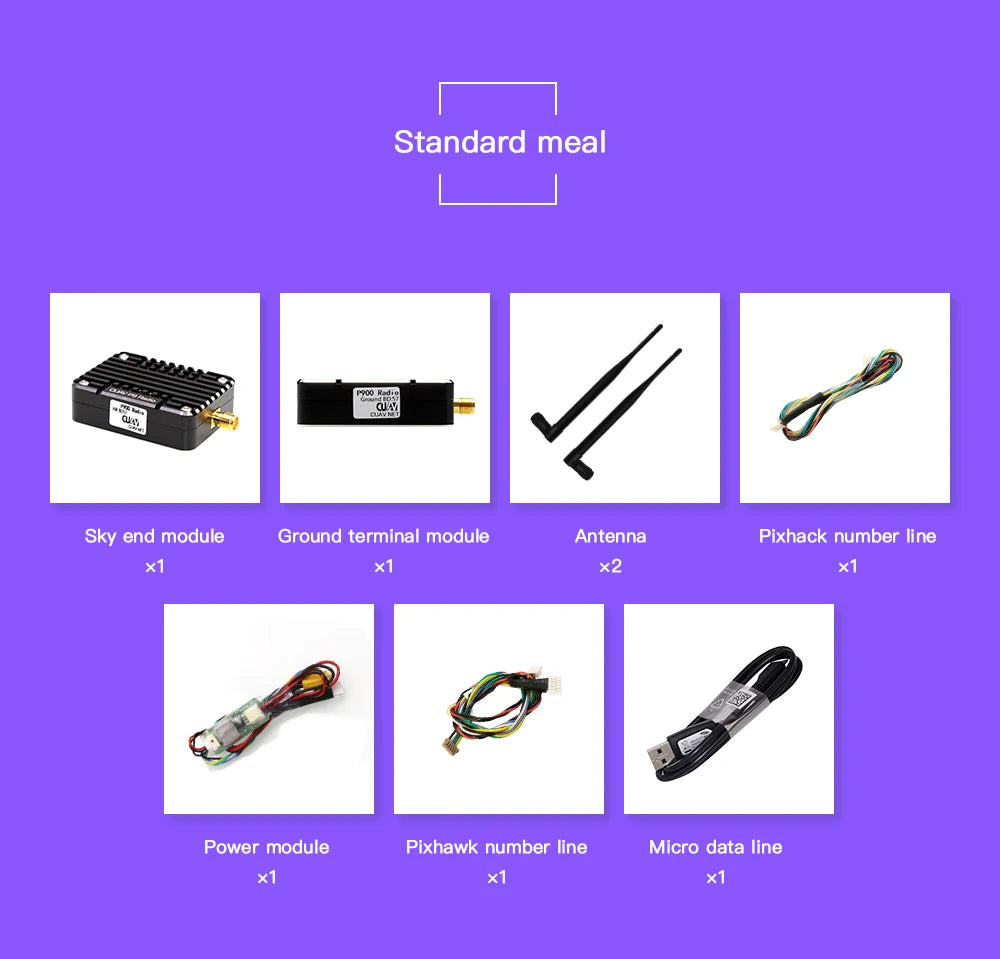 CUAV P9 - 900MHZ Radio Telemetry Wireless Transmission Module Pix for FPV Data Transmission Station Pixhack Pixhawk Long Range System for Drone 10 CUAV P9, Standard meal QU Sky end module Ground terminal module Antenna Pixhack number line