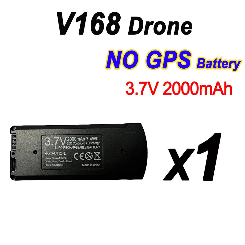 Original V168 Drone Battery, This rechargeable battery is designed for drones, offering 7.4V and 3000mAh capacity with a combat discharge rate.