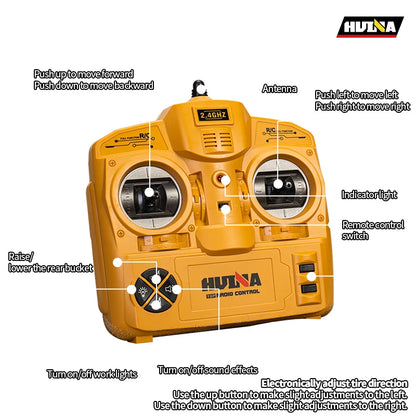 HuiNa 1573 Wywrotka RC w skali 1/14 – 10-kanałowy pojazd inżynieryjny zdalnie sterowany 2.4G, ładowność 20 kg, udźwig 7,5 kg