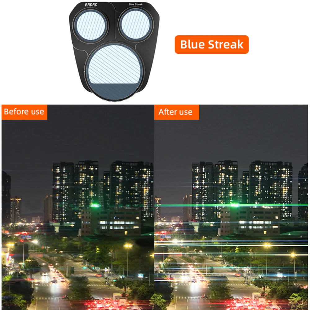 Lens Filter For DJI Mavic 3 Pro Drone, BRDRC Blue Streak Before use After