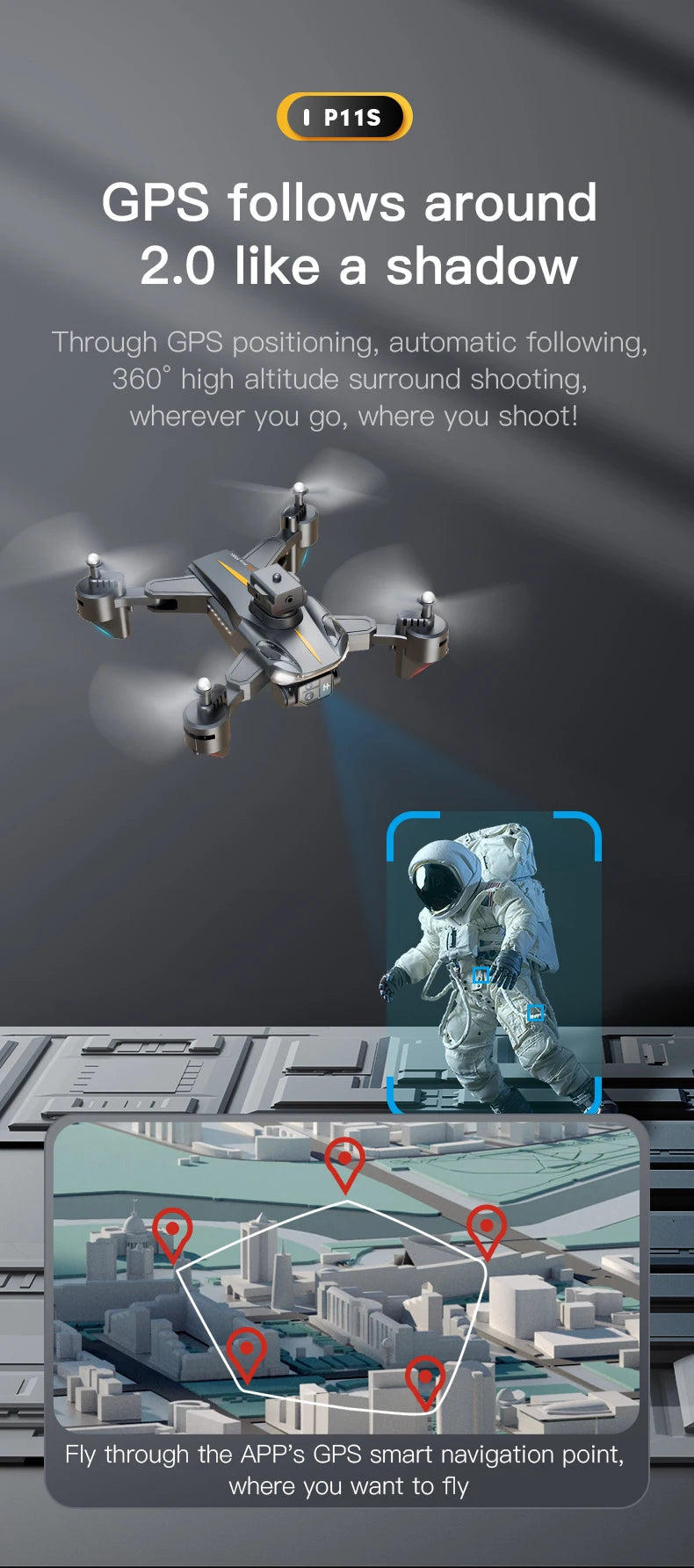 P11S Drone - 8K HD Camera 360 Obstacle Avoidance FPV MINI Aerial Photography Helicopter Professional Foldable Quadcopter Toy 41 P11S Drone, p11s gps follows around 2.0 like a