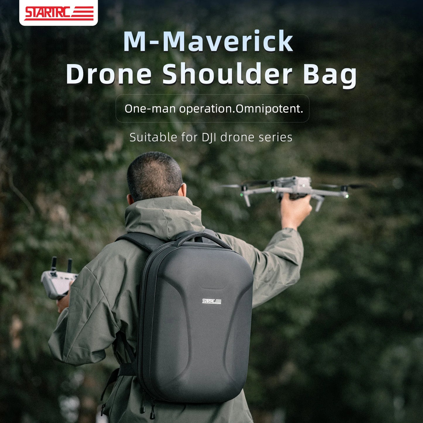 STARTRC M3 Backpack is a hard shell waterproof bag for DJI drones, measuring 450x300x180mm.