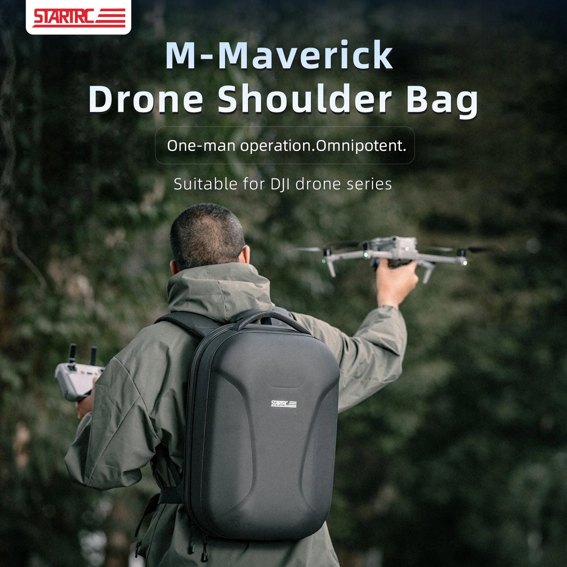 STARTRC M3 Backpack is a hard shell waterproof bag for DJI drones, measuring 450x300x180mm.