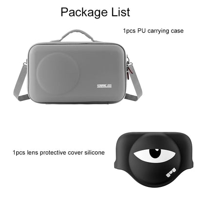 STARTRC Camera Shoulder Bag, Gray PU case with adjustable strap and silicone lens cover included. (14 words)