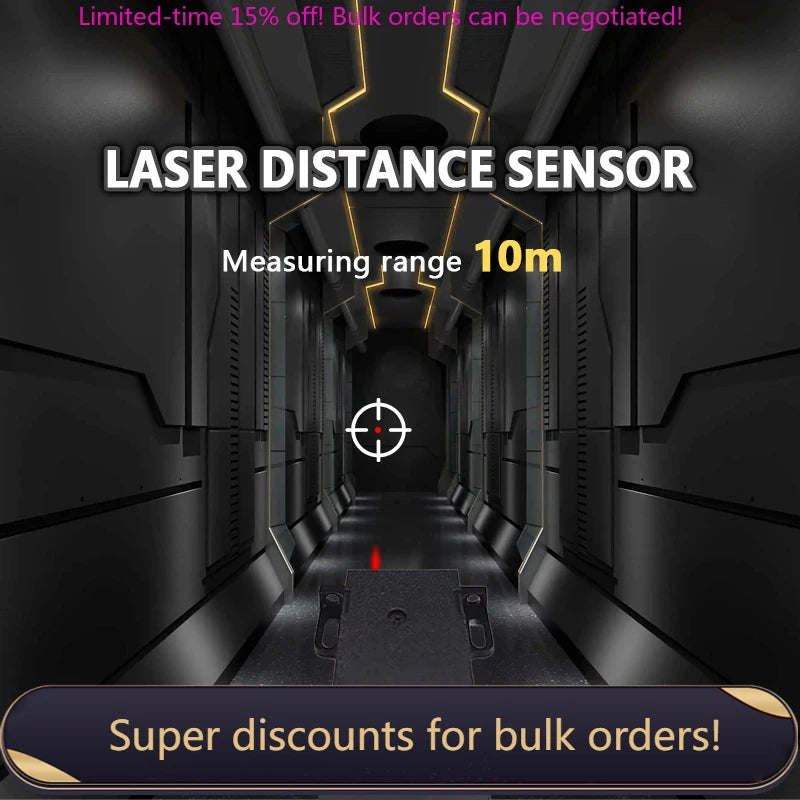 JRT S95 RS485 Short Distance Laser Distance Sensor, Laser distance sensor with 10m range, ±1mm accuracy, IP54 rating, RS485 interface; bulk discounts available.