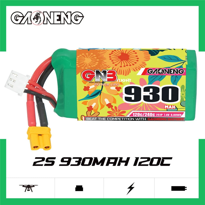 High-performance LiPo battery with XT30 plug for FPV drones, offering high discharge rate and long lifespan.