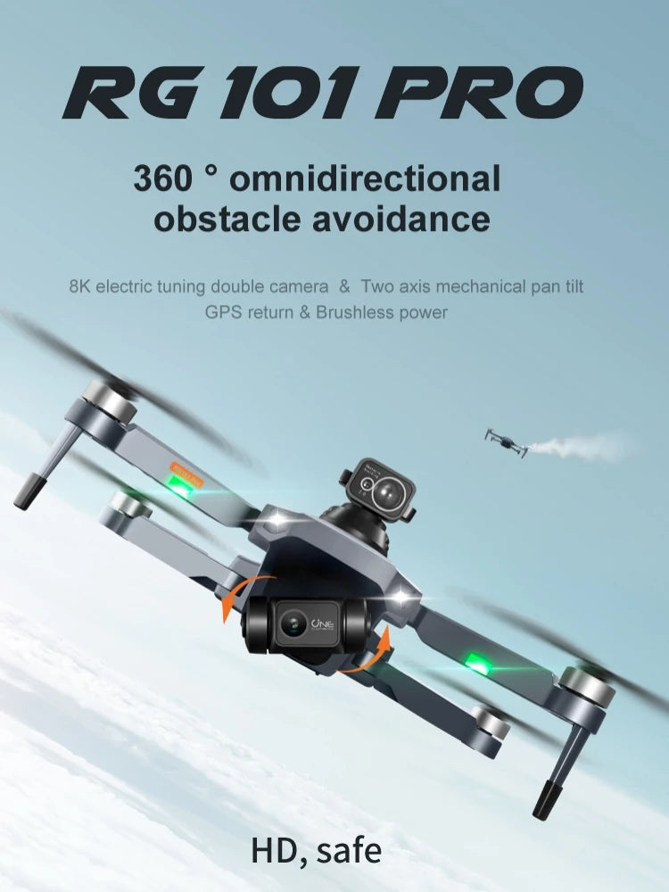 RG101 Pro Drone - 2-axis Gimbal 360° Obstacle Avoidance HD Dual Camera Aerial Photography Brushless GPS Foldable Return Quadcopter Professional Camera Drone 13 RG101 Pro Drone, RG 101 PRO 360 omnidirectional obstacle avoidance 8K electric tuning double camera Two
