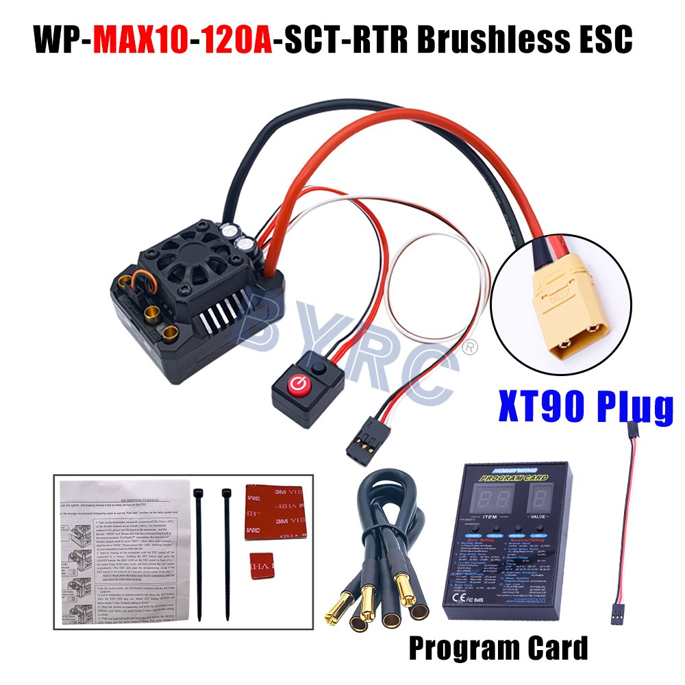 Hobbywing MAX10 SCT  120A RTR  Brushless ESC, Hobbywing MAX10 brushless ESC for 1/10 scale trucks with XT90 plug and programmable features.