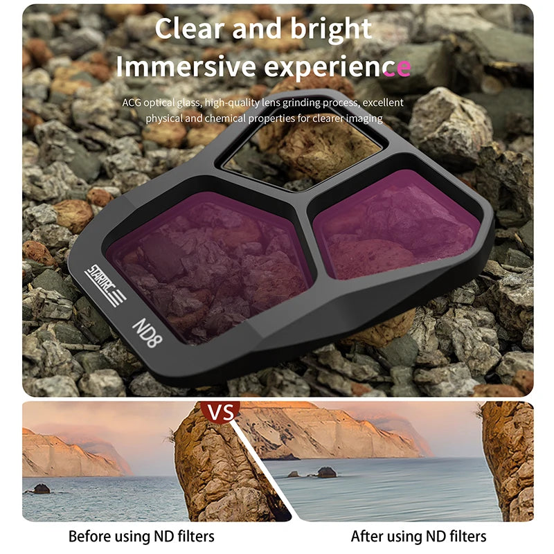 Camera Lens Filter, Clear bright imaging with ACG glass ND8 filter set for immersive experience.