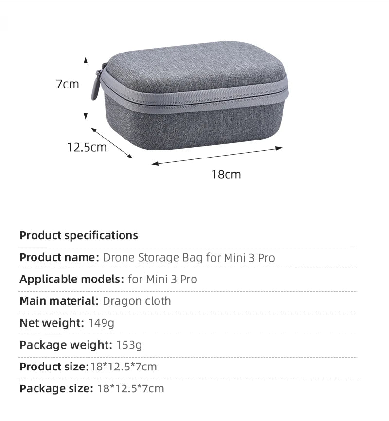 Storage Bag for DJI Mini 3 Pro - DJI RC Remote Controller Body Case Portable Carrying Box Handbag Smart Controller Accessories 15 Storage Bag for DJI Mini 3 Pro, 7cm 12.5cm 18cm Product name: Drone Storage Bag for Mini