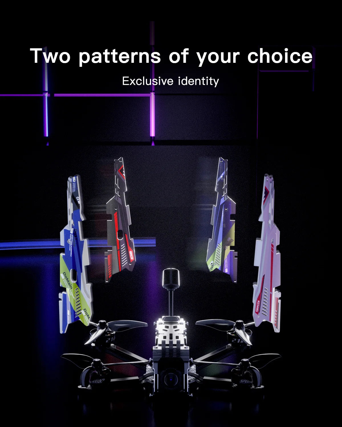 GEPRC DoMain3.6 HD O3 Freestyle FPV Drone - 3.6 inch Freestyle Drone With SPEEDX2 2105.5 2650KV F722 SE E55A 32Bit 4IN1 ESC 10 GEPRC DoMain3.6 HD O3 Freestyle FPV Drone, two patterns of your choice Exclusive identity 0