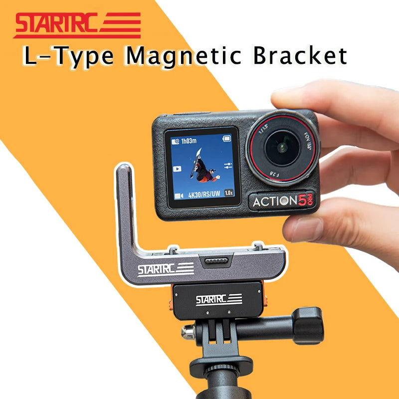 The STARTRC L-Type Quick Release Bracket is designed specifically for DJI Action cameras, offering magnetic mount flexibility and compatibility with various accessories.
