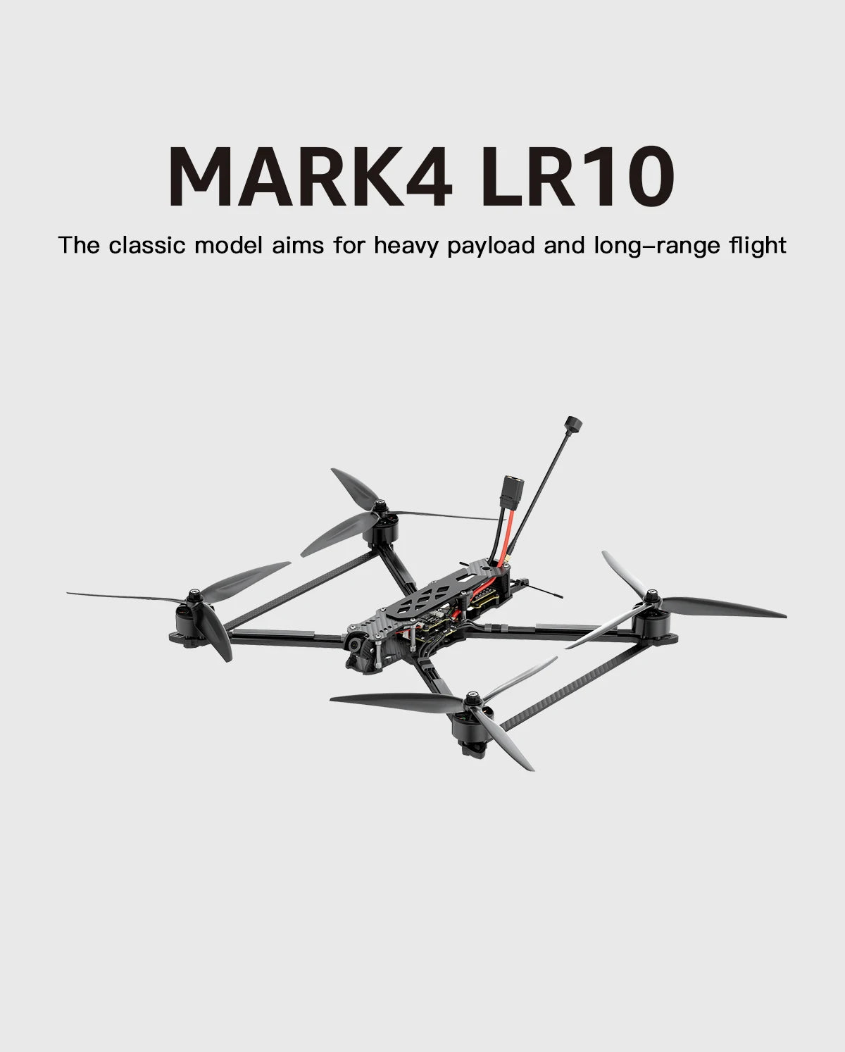 GEPRC MARK4 LR10 5.8G 1.6W Long Range 10inch FPV - EM3115 900KV GEP-BL60A-4IN1 ESC High-performance RC Quadcopter Freestyle Drone 5 GEPRC MARK4 LR10 5.8G 1.6W Long Range 10inch FPV, classic model aims for heavy payload and long-range flight . LR1O