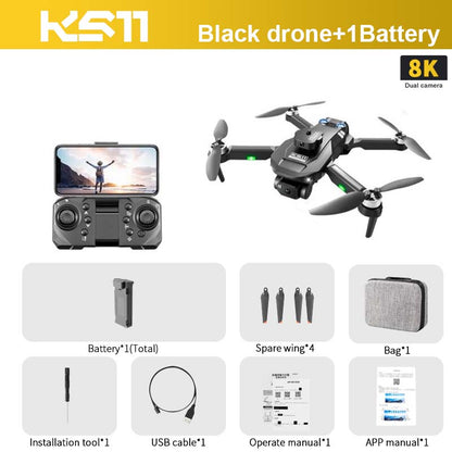 KS11 Drone, KS7 Black drone+1Battery 8K Dual camera Battery