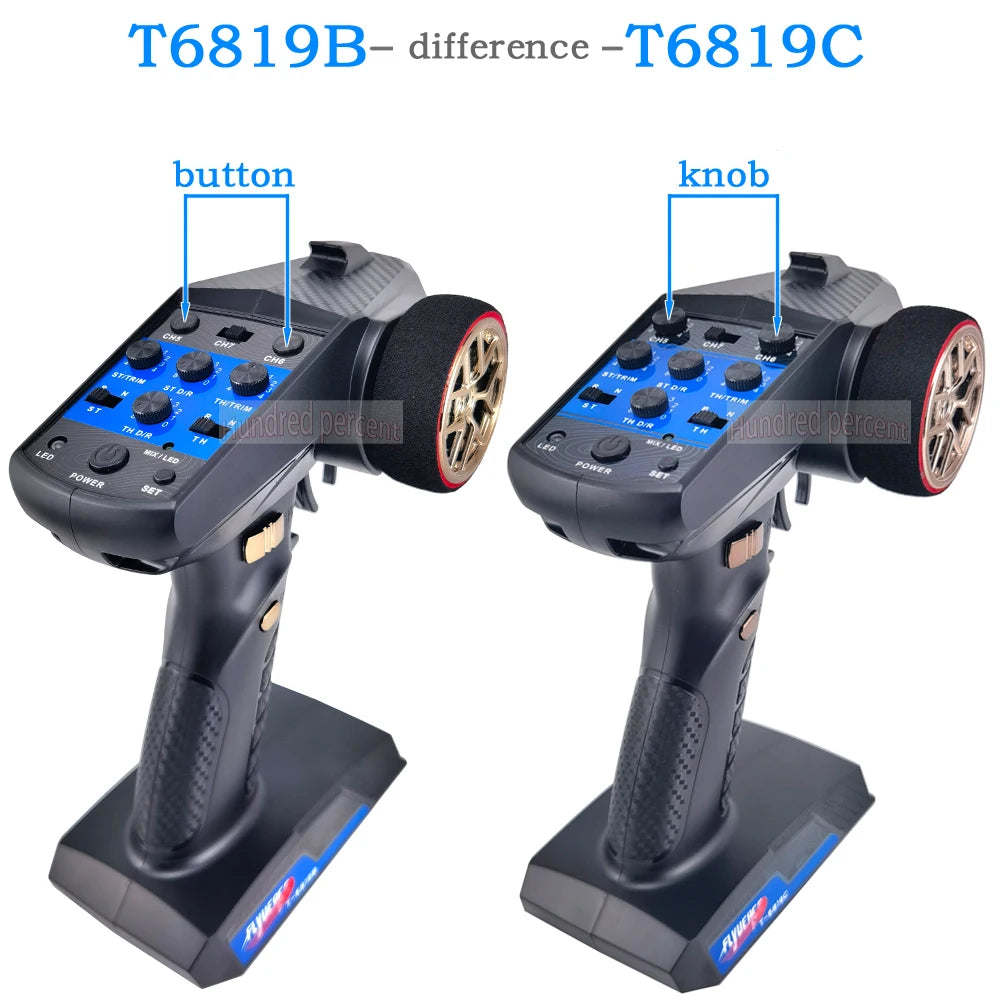 Flyueace T-6819C - 7CH 2.4GHZ 4.2-10V Radio Control System Transmitter With Receiver For RC Car Boat Tank Truck Toy Linkage lights 14 Flyueace T-6819C, T6819B- difference -T6819C button knob undred percend