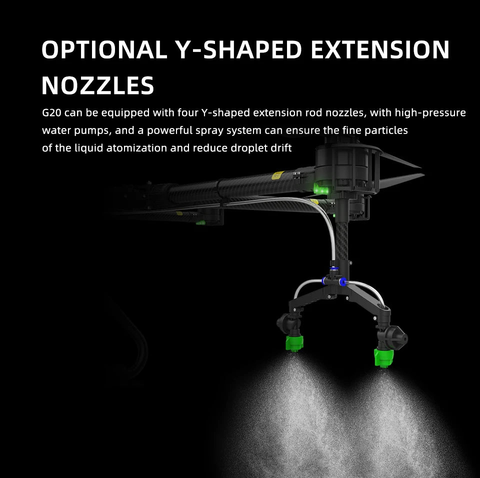 EFT G20 22L Agriculture Drone, Y-SHAPED EXTENSION NOZZLES G2O can