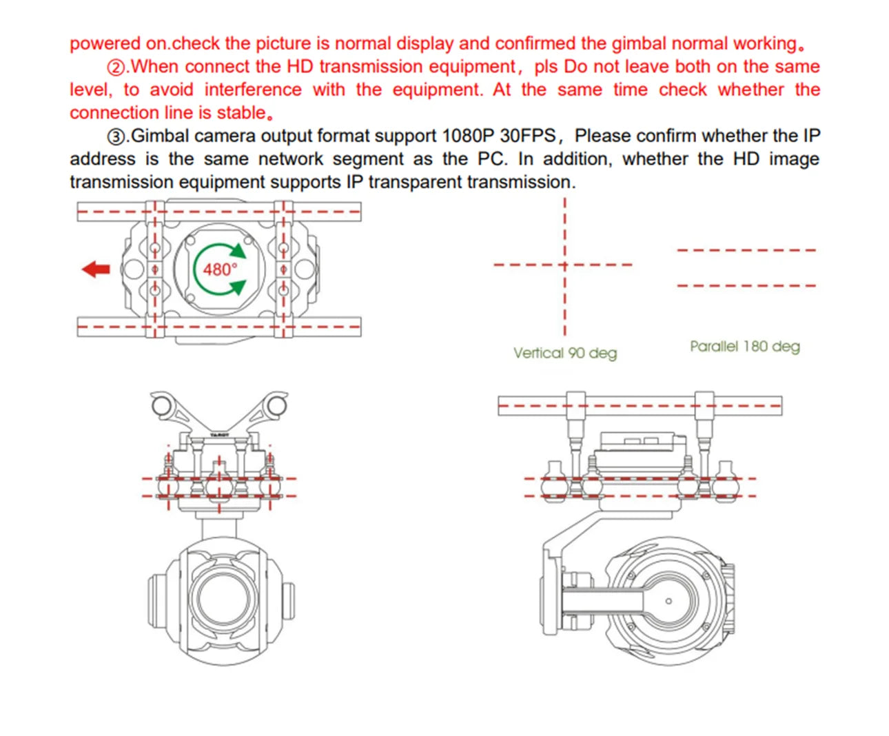 gimbal camera output format support 1080P 30FPS_ Please confirm whether the