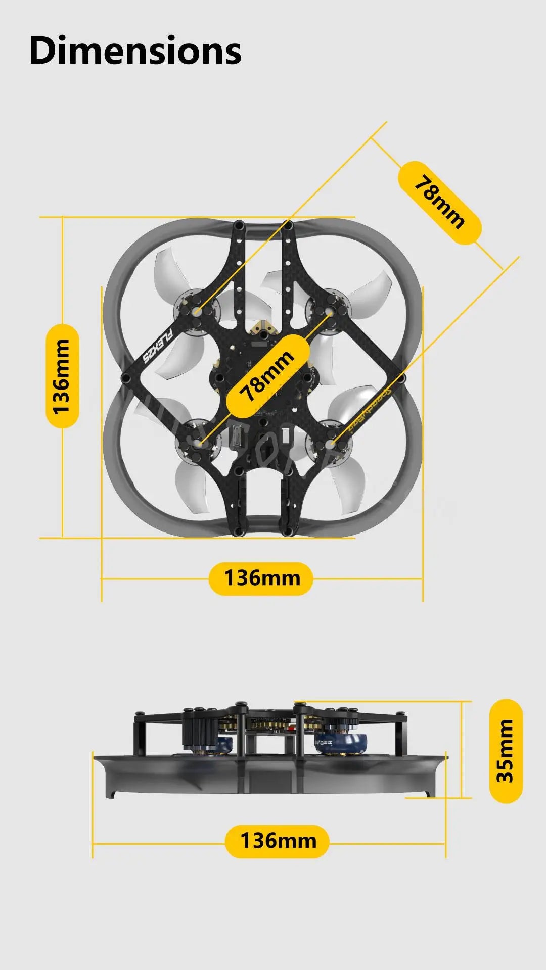SpeedyBee Flex25 Analog - 78mm F7 35A AIO 4S 2.5 Inch CineWhoop RC FPV Racing Drone with 800mW VTX RunCam Phoenix2 Nano Camera Toy 16 SpeedyBee Flex25 Analog