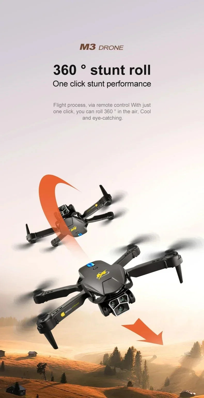 M3 Drone, m3 drone 360 stunt roll one click stunt performance flight process