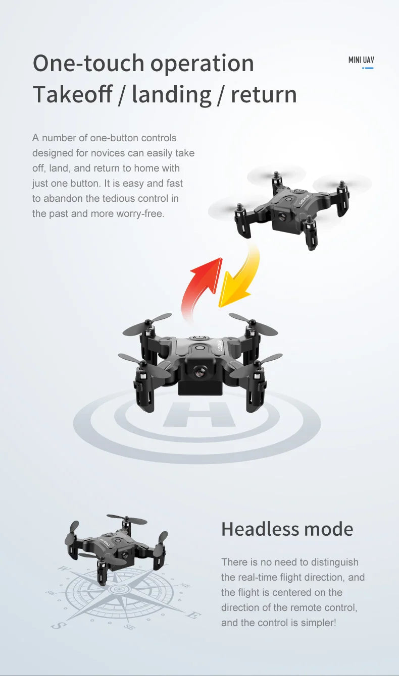 V2 Mini Drone - 4K 1080P HD Camera WiFi Fpv Air Pressure Altitude Hold Professional Foldable Quadcopter RC Drone Kid Toys GIft 32 V2 Mini Drone, one-touch operation mini uav takeoff landing return